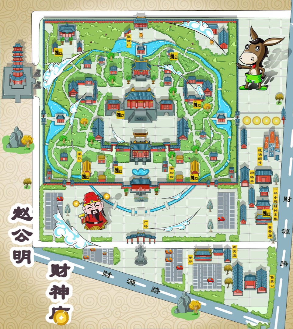 龙陵寺庙类手绘地图